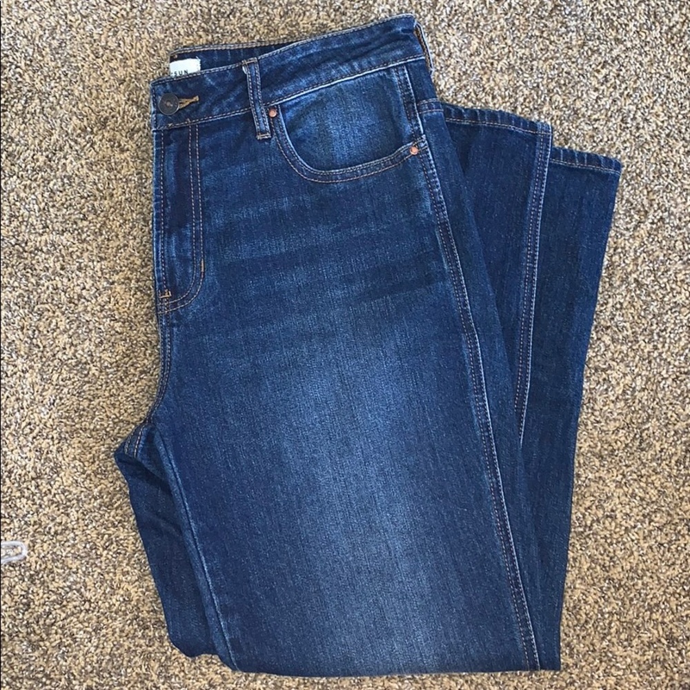 PACSUN Blue Denim Jean Capris-STRAIGHT LEG